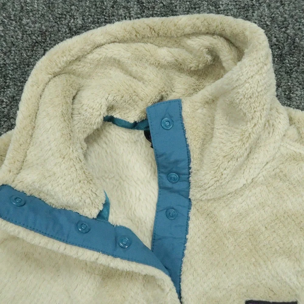 Patagonia Sweater Womens Small Beige Blue Re-Tool Snap-T Pullover Fleece